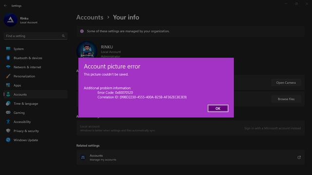 Fix Error 0x80070520 on Windows 11 (Account Picture Issue)