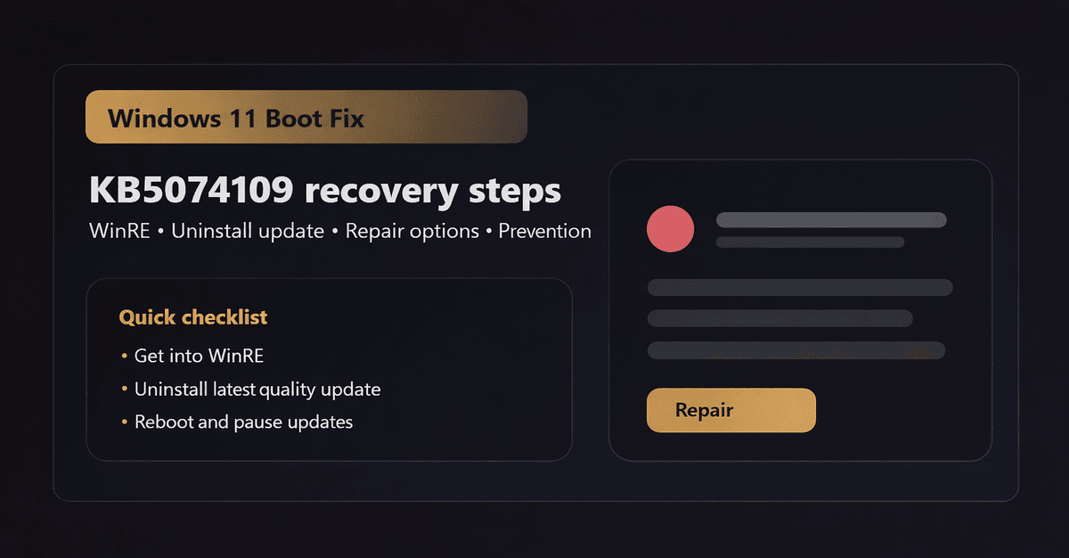 Windows 11 KB5074109 Boot Fix: Restore Your PC After Update